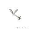 MULTI CZ V chevron THREADLESS (PUSH IN) 316L SURGICAL STEEL LABRET SET
